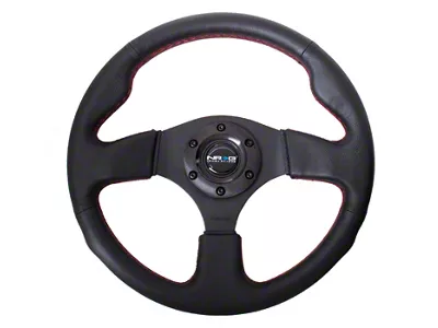 NRG Innovations Racing Steering Wheel; Suede; Black with Red Stitching (Universal; Some Adaptation May Be Required)