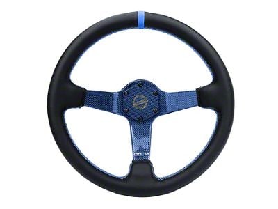 NRG Innovations Carbon Fiber 350mm Steering Wheel; Blue (Universal; Some Adaptation May Be Required)