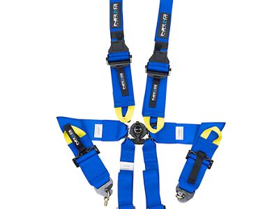 NRG Innovations FIA HANS Approved 6-Point Rotary Cam-Lock Racing Seat Belt Harness; Blue (Universal; Some Adaptation May Be Required)