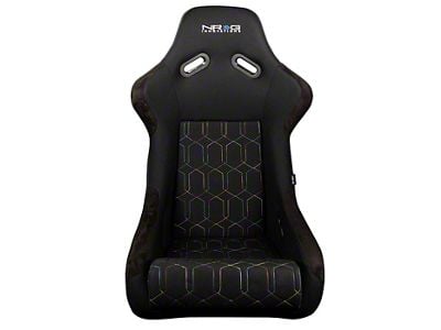 NRG Innovations Fiberglass Bucket Seat; Large; Black Cloth with Multi Color Geometric Pattern (Universal; Some Adaptation May Be Required)