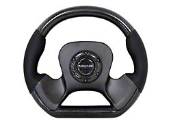 NRG Innovations Flat Bottom 320mm Carbon Fiber Steering Wheel; Two-Tone Carbon Fiber and Black Leather (Universal; Some Adaptation May Be Required)