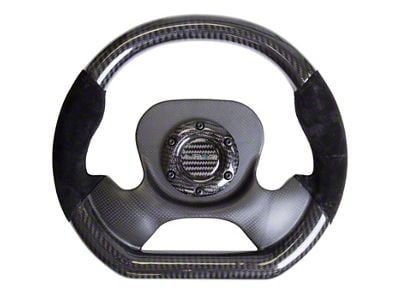 NRG Innovations Flat Bottom 320mm Carbon Fiber Steering Wheel; Two-Tone Carbon Fiber and Black Suede (Universal; Some Adaptation May Be Required)