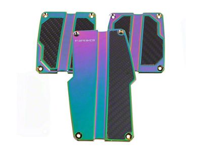 NRG Innovations Manual Transmission Brushed Aluminum Sport Pedals; Neo Chrome with Black Carbon (Universal; Some Adaptation May Be Required)