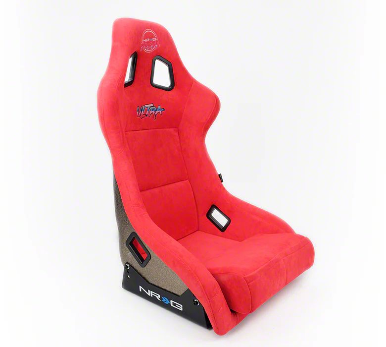 NRG Innovations Prisma Bucket Seat; X-Large; Red Alcantara and Ultra Logo (Universal; Some Adaptation May Be Required)