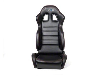 NRG Innovations Reclinable Racing Seats; Black Cloth with Red Stitching (Universal; Some Adaptation May Be Required)