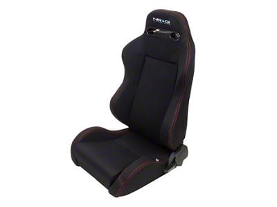 NRG Innovations Type-R Reclinable Racing Seats; Black Cloth with Red Stitching (Universal; Some Adaptation May Be Required)