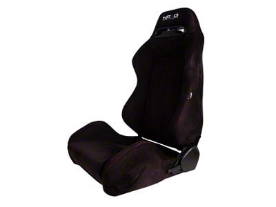 NRG Innovations Type-R Reclinable Racing Seats; Black Suede with Red Stitching (Universal; Some Adaptation May Be Required)