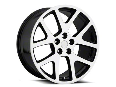 OE Revolution 107 Gloss Black and Machined Wheel; Rear Only; 22x9; 20mm Offset (11-23 RWD Charger, Excluding Widebody)