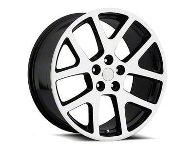 OE Revolution 107 Gloss Black and Machined Wheel; Rear Only; 24x10; 18mm Offset (11-23 RWD Charger, Excluding Widebody)