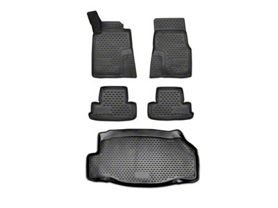 OMAC All Weather Molded 3D Front, Rear and Cargo Floor Liners; Black (10-14 Mustang Coupe)