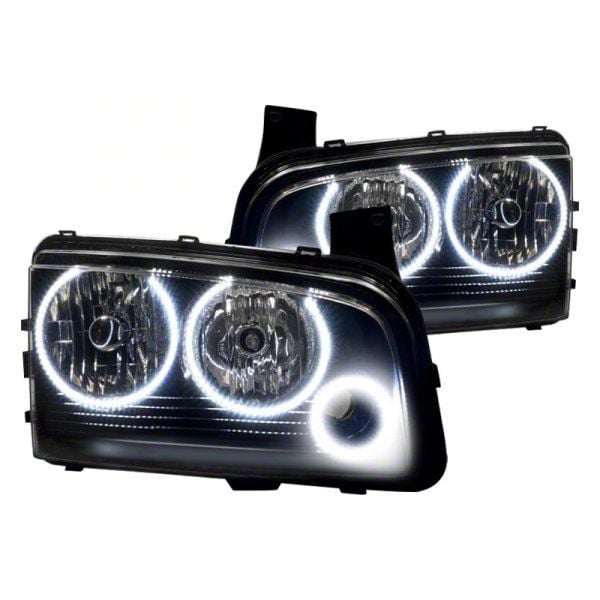 Oracle Charger OE Style Headlights with Triple LED Halo; Black Housing ...