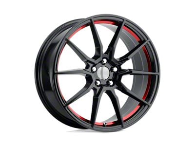 Performance Replicas PR193 Gloss Black with Red Machined Wheel; 17x9; 24mm Offset (05-09 Mustang GT, V6)