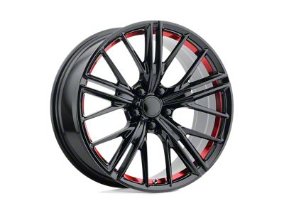 Performance Replicas PR194 Gloss Black with Red Machined Wheel; Rear Only; 20x10 (16-24 Camaro, Excluding SS w/ 6-Piston Front Calipers & ZL1)