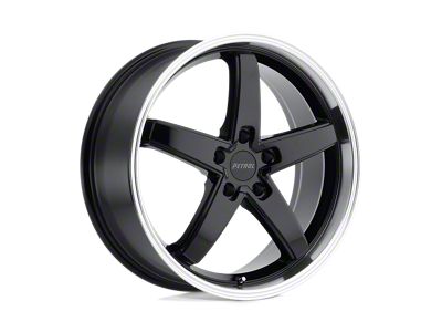 Petrol P1B Gloss Black with Machined Cut Lip Wheel; 19x8; 40mm Offset (05-09 Mustang GT, V6)