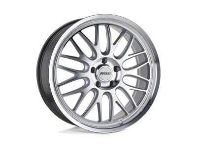 Petrol P4C Silver with Machined Face and Lip Wheel; 17x8 (05-09 Mustang GT, V6)