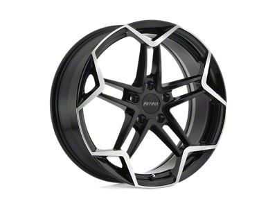 Petrol P1A Gloss Black with Machined Cut Face Wheel; 17x8; 40mm Offset (99-04 Mustang GT, V6)