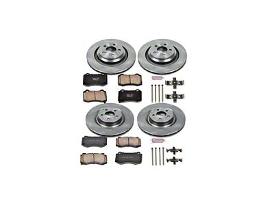 PowerStop OE Replacement Brake Rotor and Pad Kit; Front and Rear (08-21 Challenger 392 Hemi Scat Pack Shaker, GT, R/T, SRT8 & T/A w/ 4-Piston Front Calipers)