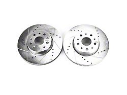 PowerStop Evolution Cross-Drilled and Slotted Rotors; Front Pair (16-24 Camaro LS & LT w/ Single Piston Front Calipers)