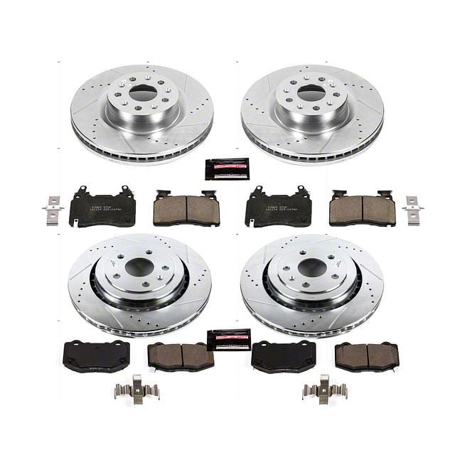 PowerStop Z23 Evolution Sport Brake Rotor and Pad Kit; Front and Rear (16-24 Camaro SS w/ 4-Piston Front Calipers)