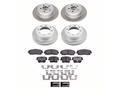 PowerStop Semi-Coated Brake Rotor and Pad Kit; Front and Rear (09-23 RWD Challenger SE & SXT w/ Single Piston Front Calipers)