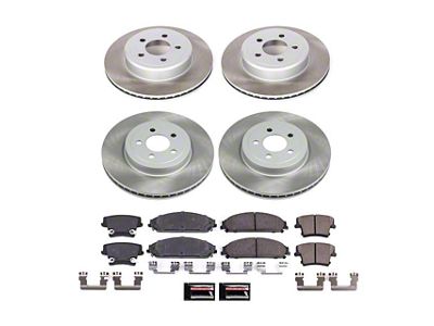 PowerStop Semi-Coated Brake Rotor and Pad Kit; Front and Rear (09-23 Challenger GT, R/T, Rallye Redline, SXT & T/A w/ Dual Piston Front Calipers; 2011 Challenger SE w/ Dual Piston Front Calipers)