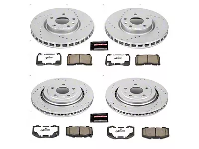 PowerStop Z26 Street Warrior Brake Rotor and Pad Kit; Front and Rear (14-16 Corvette C7 Stingray w/ Standard JL9 Brake Package)