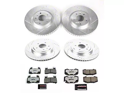 PowerStop Z26 Street Warrior Brake Rotor and Pad Kit; Front and Rear (14-19 Corvette C7 Stingray w/ J55 Brake Package)