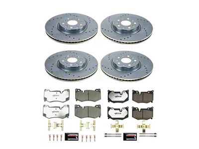 PowerStop Z26 Street Warrior Brake Rotor and Pad Kit; Front and Rear (20-25 Corvette C8 Stingray w/ Z51 Brake Package)