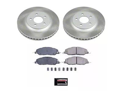 PowerStop Semi-Coated Brake Rotor and Pad Kit; Front (11-14 Mustang V6)