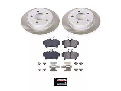 PowerStop Semi-Coated Brake Rotor and Pad Kit; Rear (94-04 Mustang GT, V6)