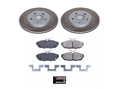 PowerStop Semi-Coated Brake Rotor and Pad Kit; Rear (11-14 Mustang GT, V6)