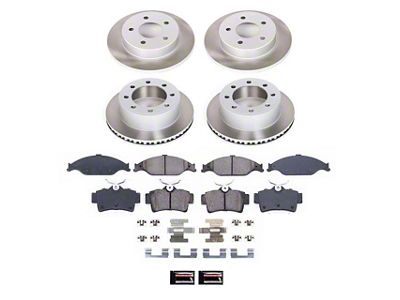 PowerStop Semi-Coated Brake Rotor and Pad Kit; Front and Rear (99-04 Mustang GT, V6)