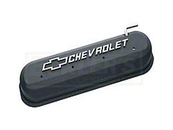 LS Slant-Edge Valve Cover with Bowtie and Chevrolet Logo; Black Crinkle