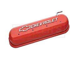 LS Slant-Edge Valve Cover with Bowtie and Chevrolet Logo; Orange