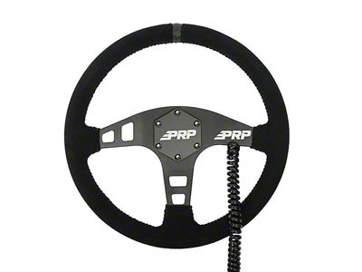 PRP 13-Inch Heated Flat Steering Wheel; Black Suede (Universal; Some Adaptation May Be Required)