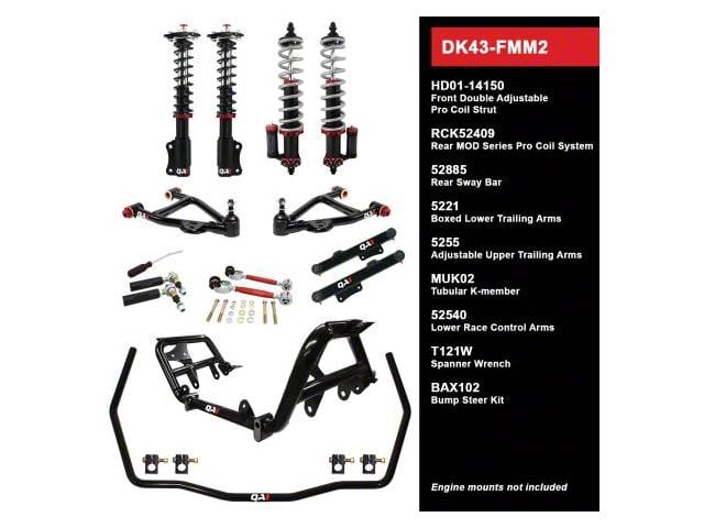 QA1 Level 3 Drag Kit with Coil-Overs; Wide Stance (87-89 Mustang)