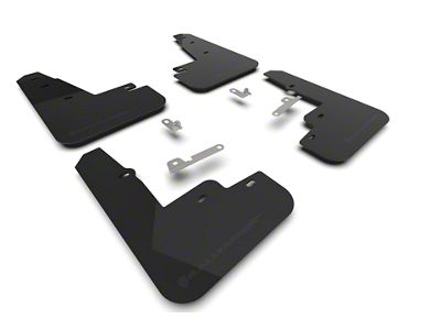 Rally Armor Black Mud Flaps with Metallic Black Logo; Front and Rear (21-25 Mustang Mach-E)