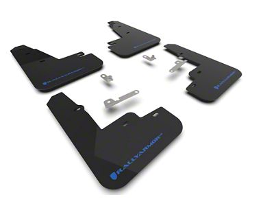 Rally Armor Black Mud Flaps with Nitrous Blue Logo; Front and Rear (21-25 Mustang Mach-E)