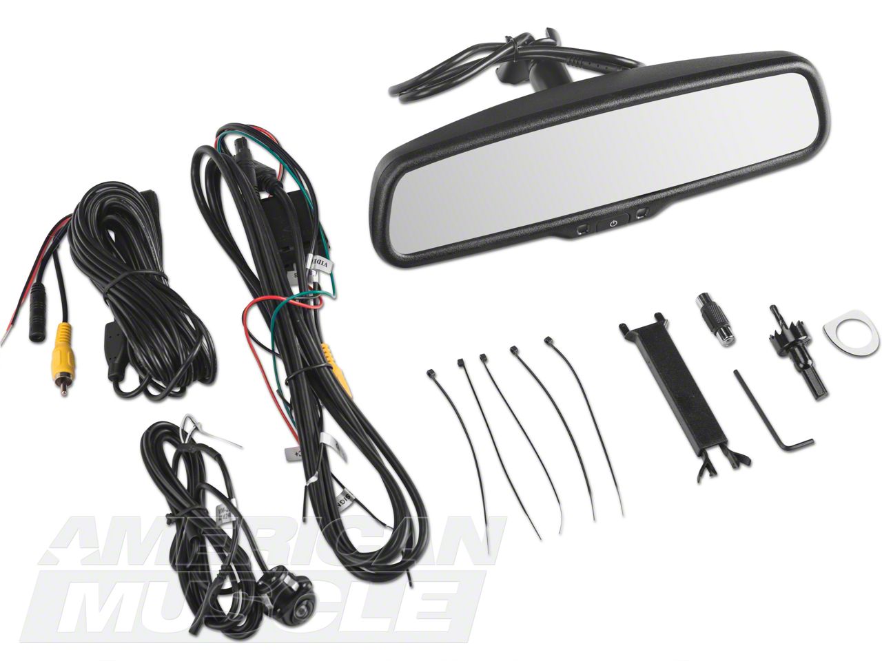 Raxiom Mustang Auto-Dimming 3.5 in. Rear View Mirror w/ Backup Camera ...