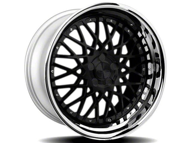Rennen CSL-5 Gloss Black with Chrome Step Lip Wheel; Rear Only; 20x10 (06-10 RWD Charger)