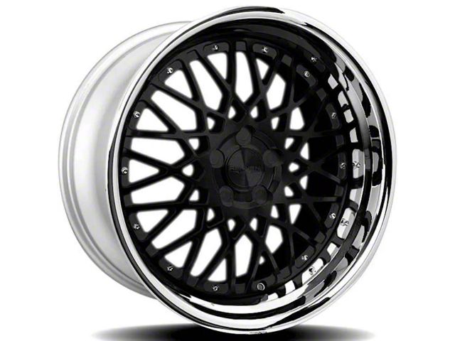 Rennen CSL-5 Gloss Black with Chrome Step Lip Wheel; Rear Only; 20x10 (07-10 AWD Charger)