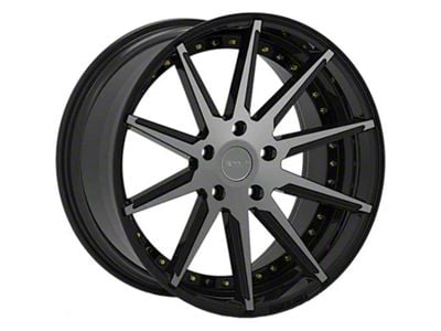 Rennen CSL-6 Black Machined with Gold Bolts Wheel; Rear Only; 20x10.5 (06-10 RWD Charger)