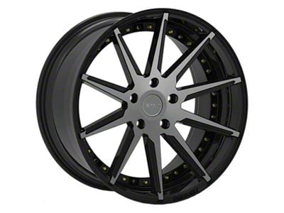 Rennen CSL-6 Black Machined with Gold Bolts Wheel; 20x9; 25mm Offset (10-15 Camaro)