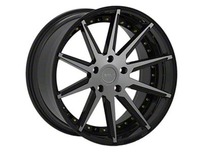 Rennen CSL-6 Black Machined with Gold Bolts Wheel; 20x9 (08-23 RWD Challenger, Excluding Widebody)