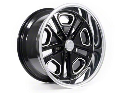 Resto Vintage Wheel Co Del Ray Glossy Black Center with Milled Window Diamond Cut Lip Wheel; 17x9.5; 1mm Offset (10-14 Mustang GT w/o Performance Pack, V6)