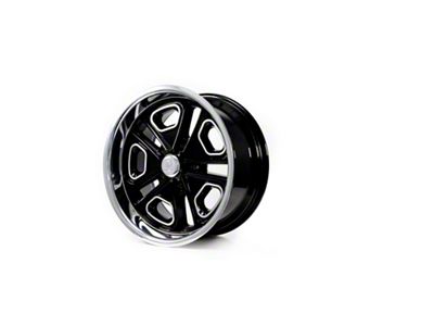 Resto Vintage Wheel Co Del Ray Glossy Black Center with Milled Window Diamond Cut Lip Wheel; 18x8; 1mm Offset (10-14 Mustang GT w/o Performance Pack, V6)