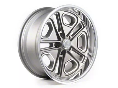 Resto Vintage Wheel Co Del Ray Texture Gun Metal Center with Milled Window Diamond Cut Lip Wheel; 18x9.5; 1mm Offset (15-23 Mustang GT, EcoBoost, V6)