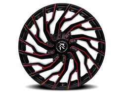 Revenge Luxury Wheels RL-101 Black Paint Red Milled Wheel; 24x9; 15mm Offset (06-10 RWD Charger)