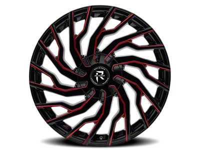 Revenge Luxury Wheels RL-101 Black Paint Red Milled Wheel; 24x9; 15mm Offset (06-10 RWD Charger)