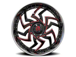 Revenge Luxury Wheels RL-107 Black Paint Red Milled with Chrome Lip Wheel; 24x9; 15mm Offset (06-10 RWD Charger)